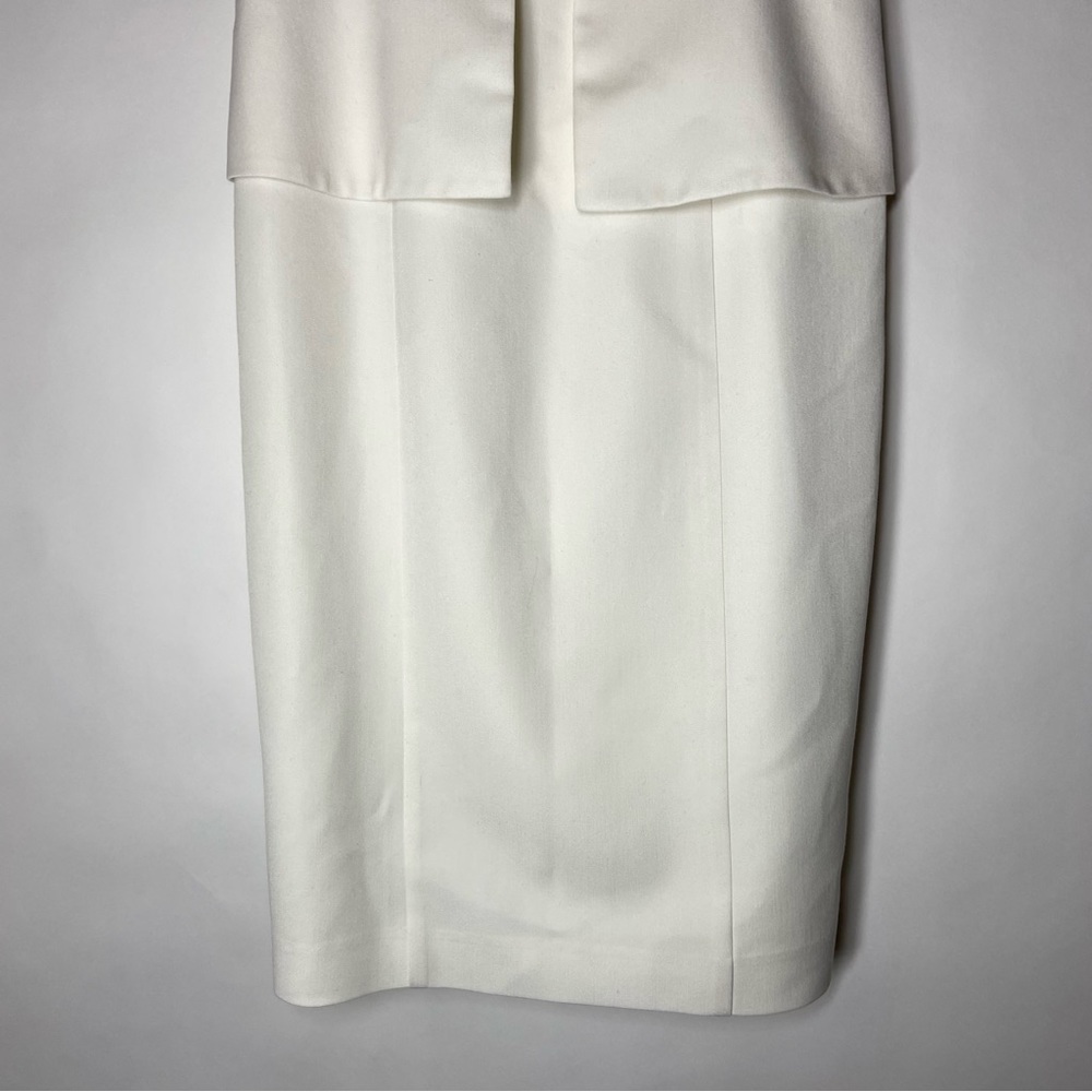 Black Halo Size 6 Keyton White Peplum Sheath Dress Career Office Cocktail Bridal - Picture 4 of 9